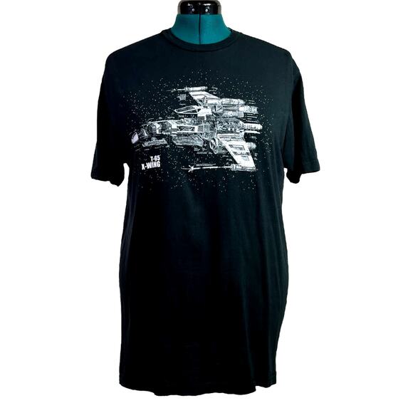 Star Wars T-65 X-Wing Starfighter Tee Shirt Size Large Black White - Picture 1 of 14